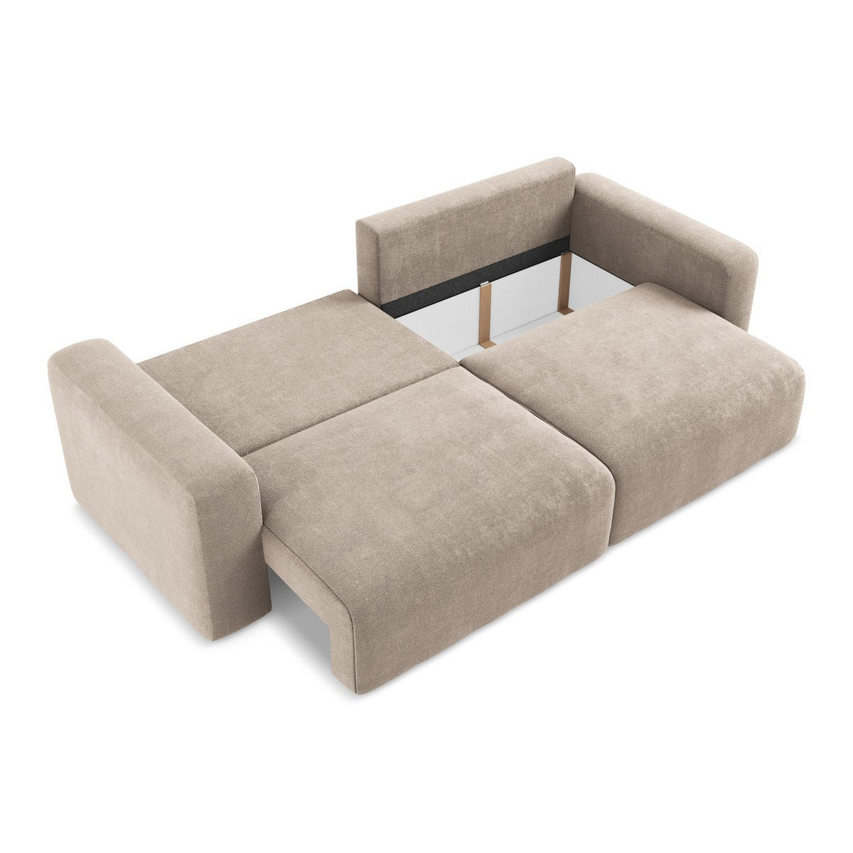 3-SITZER SOFA mit Schlaffunktion Chenille Stoff Beige - Beige/Schwarz, Kunststoff/Textil (244/79/102cm) - LaMiaSofa
