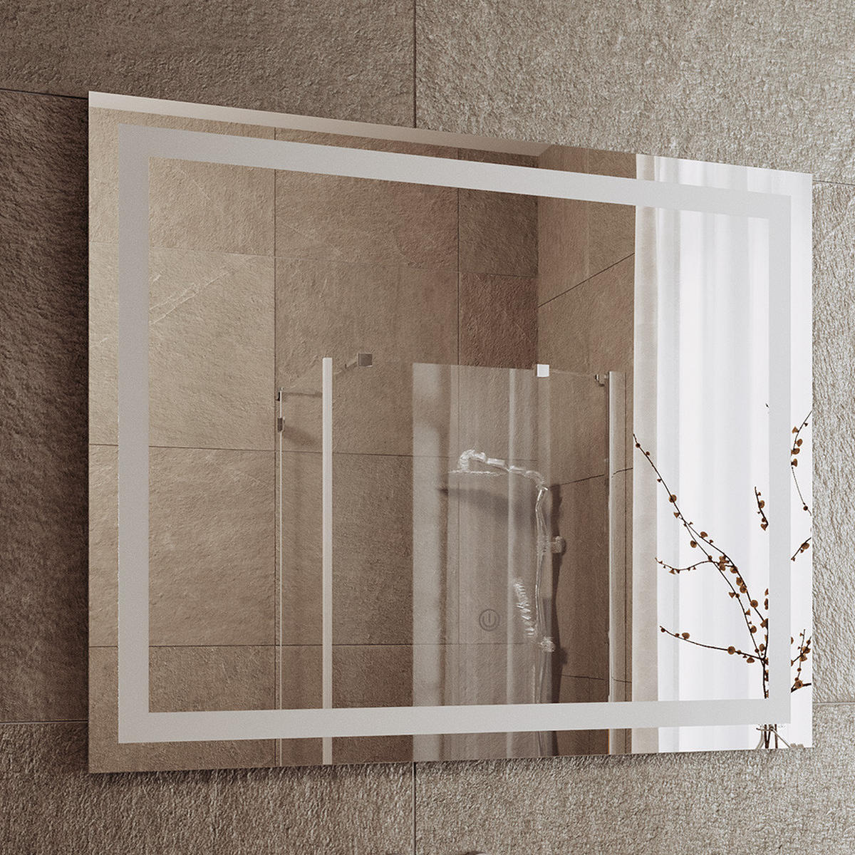 BADEZIMMERSPIEGEL Viola Weiß 80 x 65 cm mit LED-Beleuchtung - Weiß, Glas (3/65/80cm) - Vicco