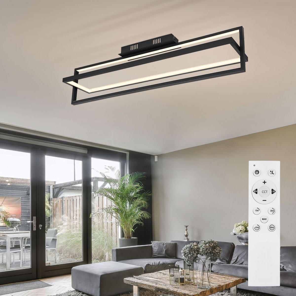 LED DECKENLEUCHTE Schwarz Metall - Schwarz, Metall (82/18/21.5cm) - Globo Lighting