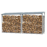 KAMINHOLZREGAL Außen 2 Stück 185x70x185 cm Aluminium Grau 4,6 m³ / 7 SRM - Grau, Metall (185/185/70cm) - QUICK STAR