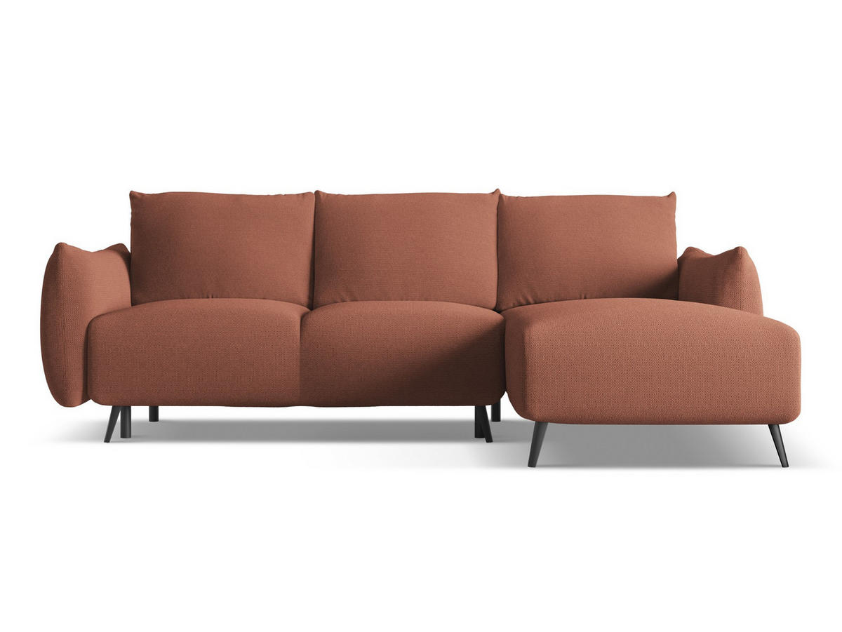 ECKSOFA mit Schlaffunktion Chenille Stoff Pink - Pink/Hellrosa, Textil/Metall (242/162cm) - Makamii