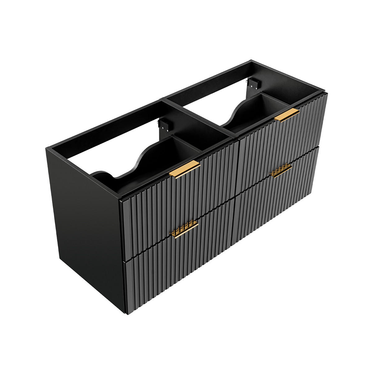 WASCHTISCHUNTERSCHRANK 120.4cm Adriel Mattschwarz - Schwarz, Holzwerkstoff (120.4/57/46cm) - Petits-meubles