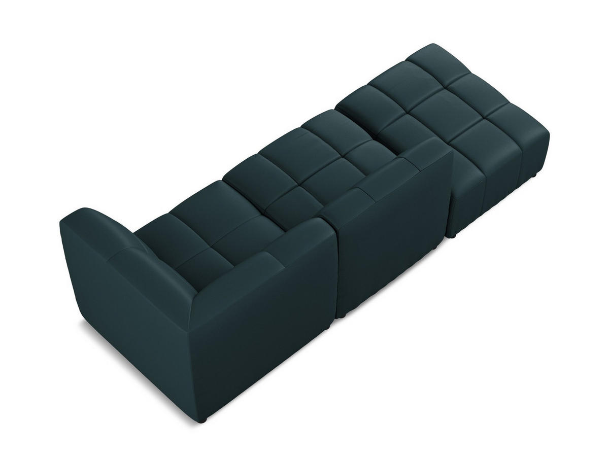 ECKSOFA Links Kunstleder Blau - Petrol/Schwarz, Holzwerkstoff/Kunststoff (240/90cm) - Makamii