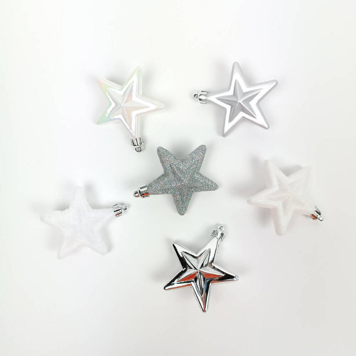WEIHNACHTSBAUMSCHMUCK Sterne Kunststoff 6er-Set - Silberfarben, Kunststoff (3/6.5/6.3cm) - Atmosphera Createur d´interieur