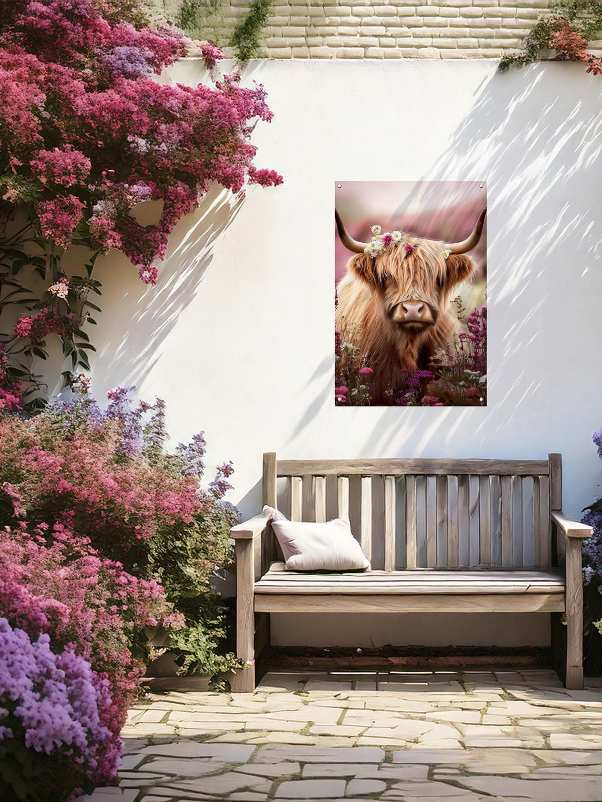 GARTEN-POSTER 60x90 cm Gartendeko: Hochlandrind - Beige, Kunststoff (60/90/2cm) - artissimo