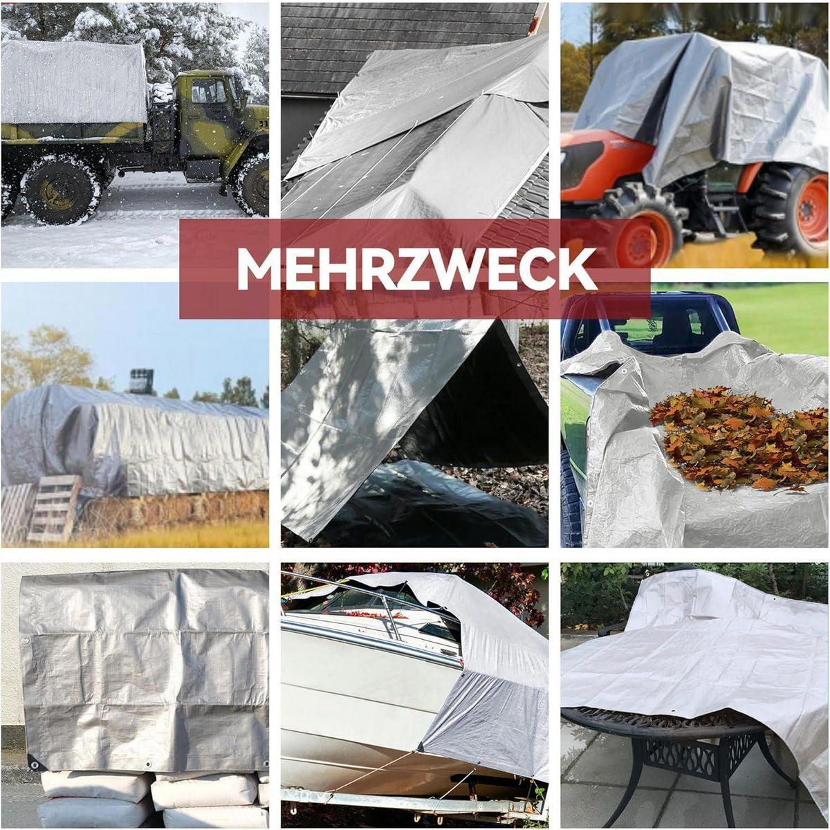 PLANE 4 x 5 m Silber/Schwarz 155 g/m² - Multicolor, Kunststoff (38/28/9cm)