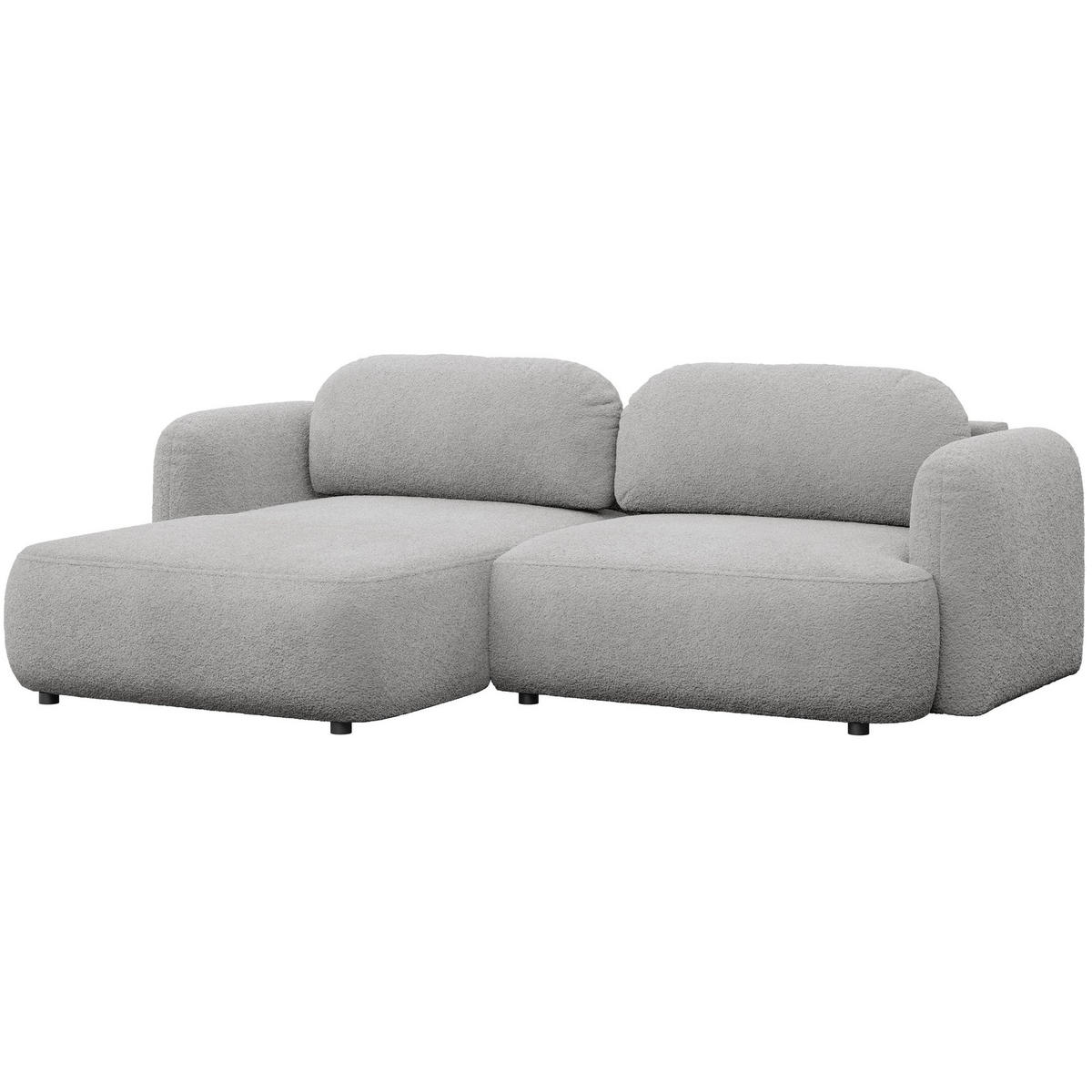 ROHOVÁ pohovka Tvoya, světle šedé bouclé - černá/světle šedá, textil/plast (267/175cm) - Selsey