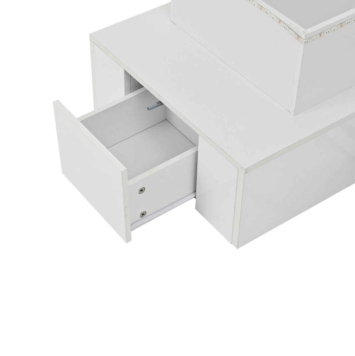 COUCHTISCH 100/50/40 cm weiß aus MDF mit LED und Stauraum - Weiß, Holzwerkstoff (100/50/40cm) - OKMYHOME
