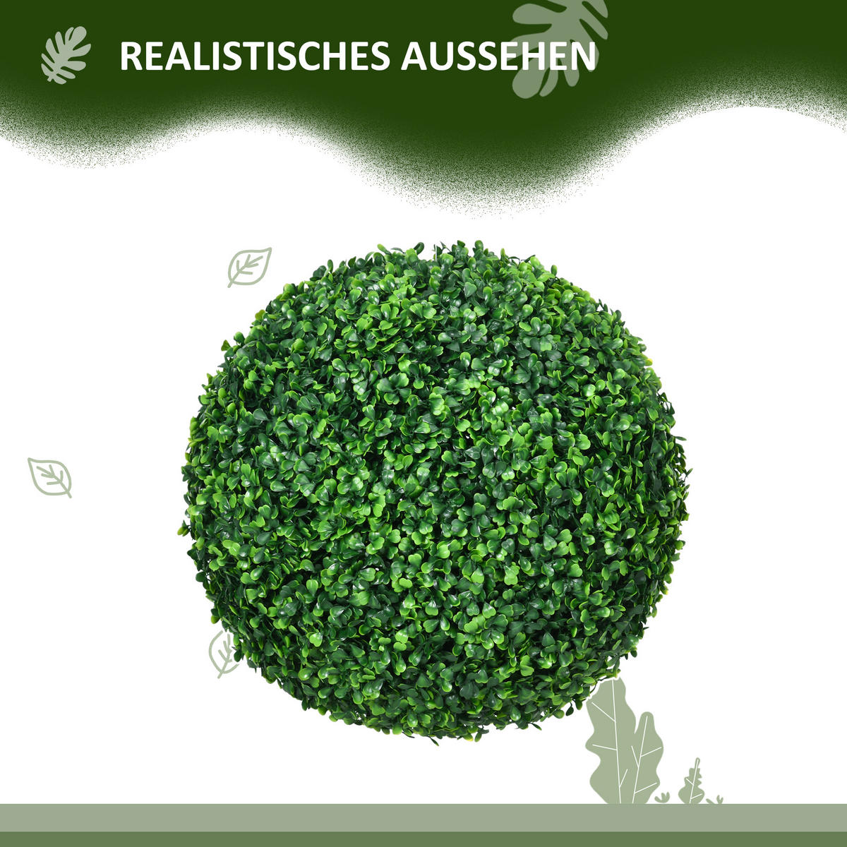BUCHSBAUMKUGEL 2er Set, Künstliche Pflanzen, Zimmerpflanze mit UV-Schutz, Grün - Grün, Kunststoff (40cm) - HOMCOM
