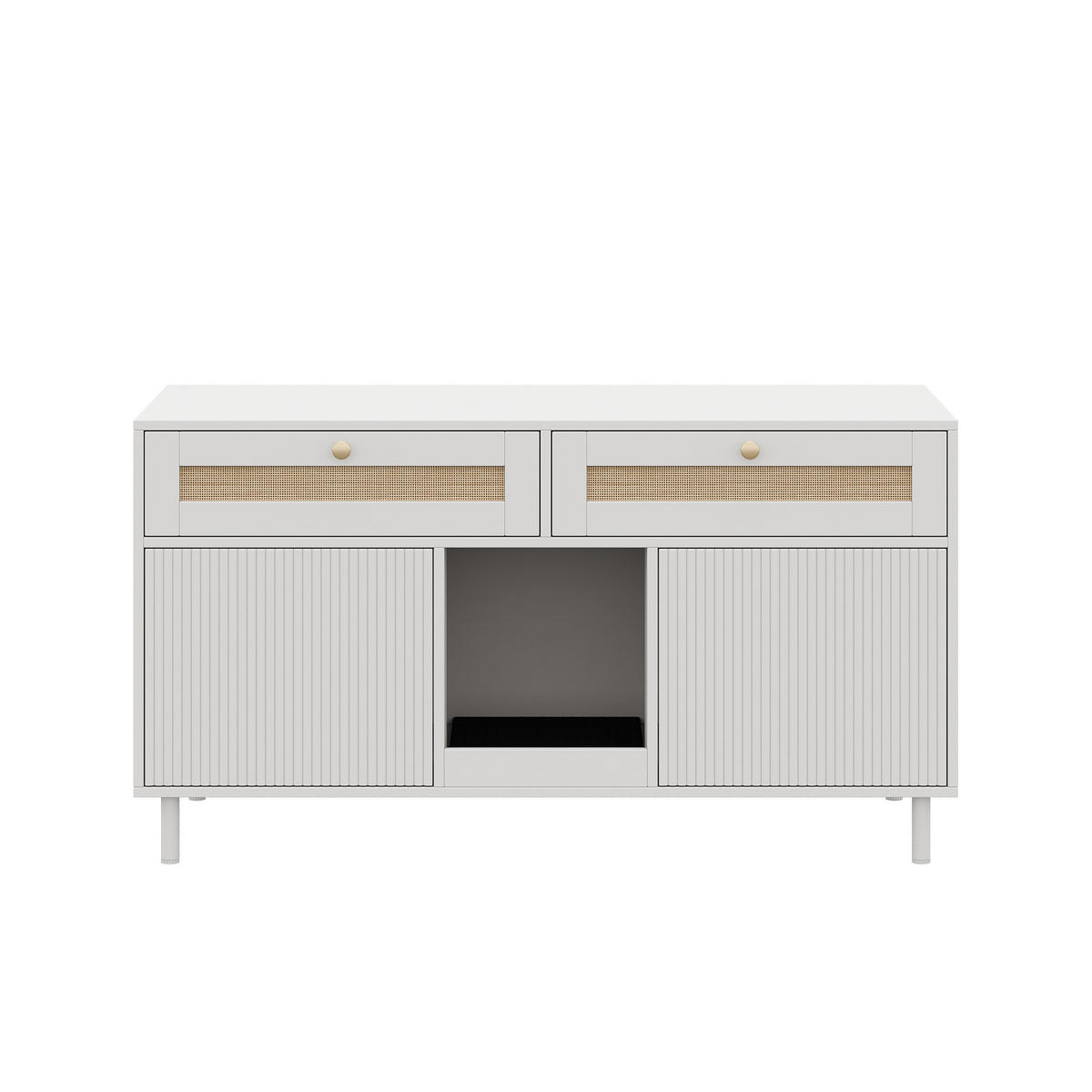 SIDEBOARD Weiß aus MDF 120×50×65cm als Katzentoilettenschrank mit Sandfangmatte und Schublade - Weiß, Holzwerkstoff (50/65/120cm) - Luhomfu