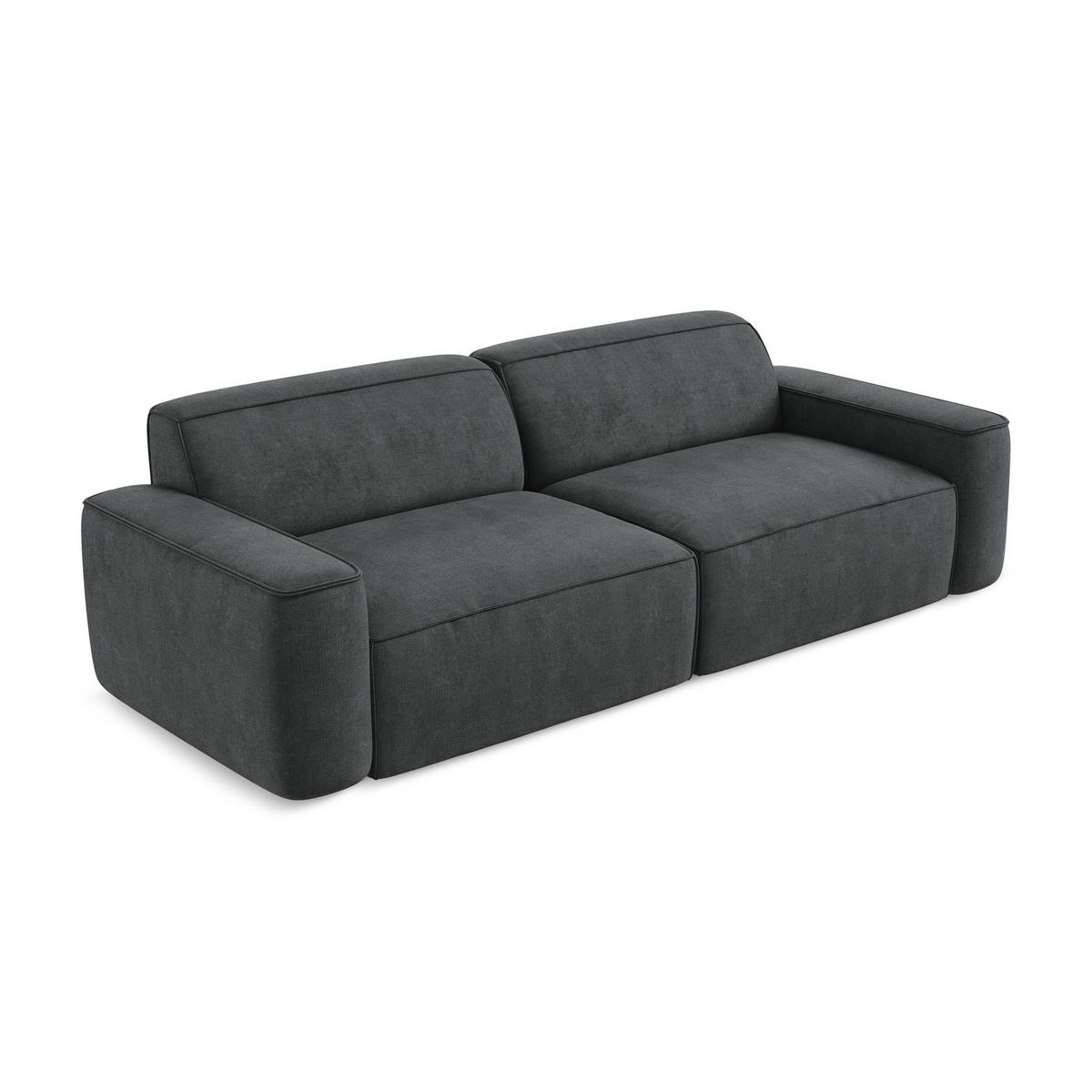 4-SITZER-SOFA Chenille Stoff Grau - Dunkelgrau/Schwarz, Holzwerkstoff/Kunststoff (244/70/102cm) - LaMiaSofa