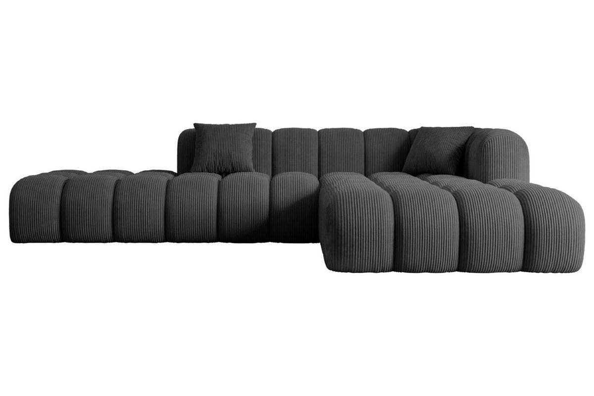 ECKSOFA Ottomane Rechts OLEA-L2 - 289x176x71 cm Grau Bouclé - Schwarz/Grau, Holzwerkstoff/Kunststoff (289/176cm) - ALTDECOR
