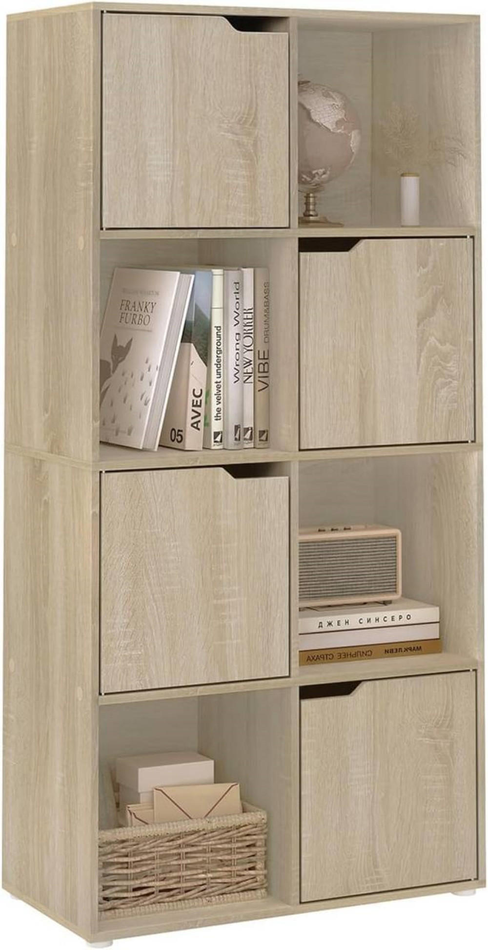 BÜCHERREGAL mit 8 Fächern, 60x120x30 cm, Helle Eiche - Eichefarben, Holzwerkstoff (60/120/30cm) - Woltu