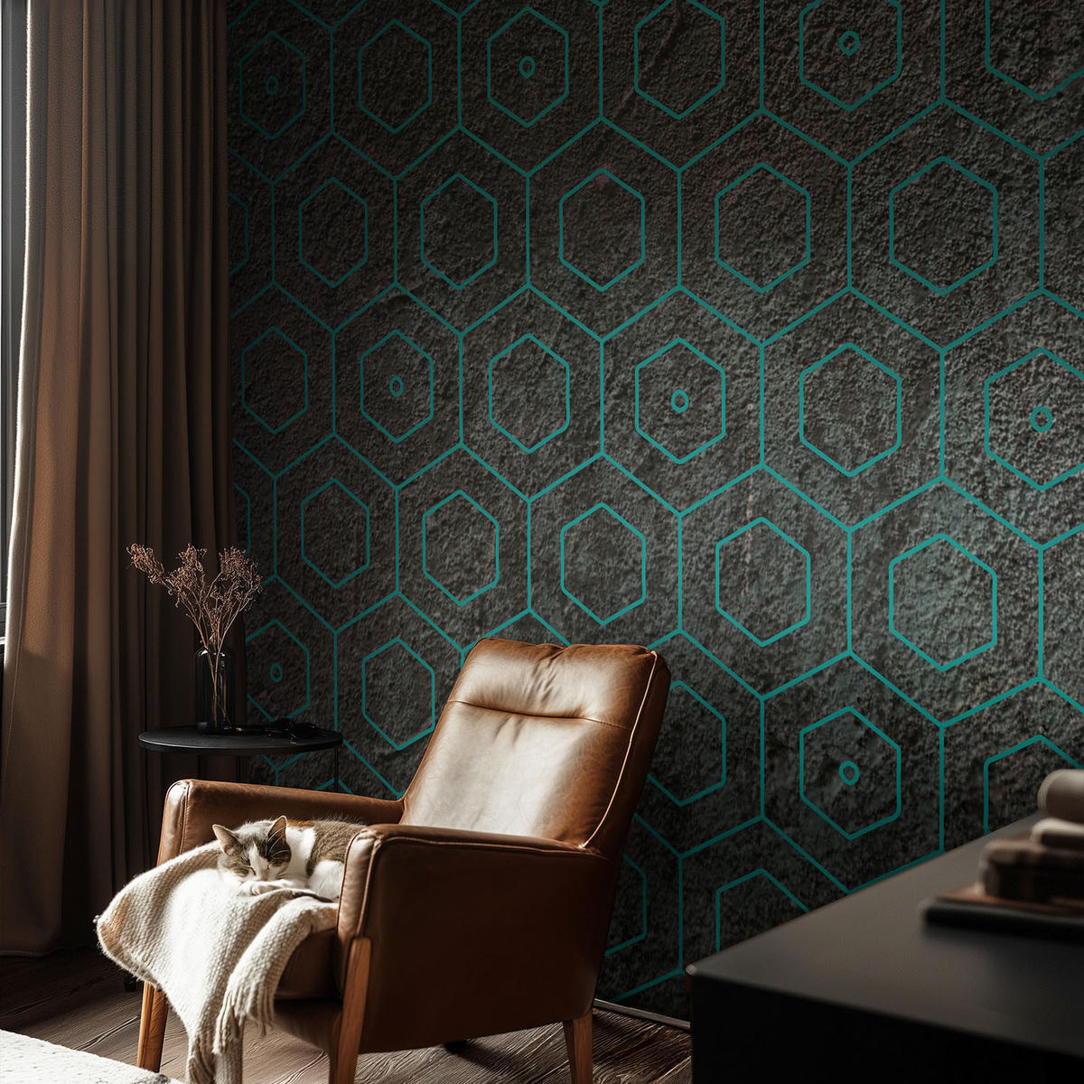 FOTOTAPETE 104x70 cm - Geometrisches Muster - Braun, Textil (104/70cm) - Wallfluent