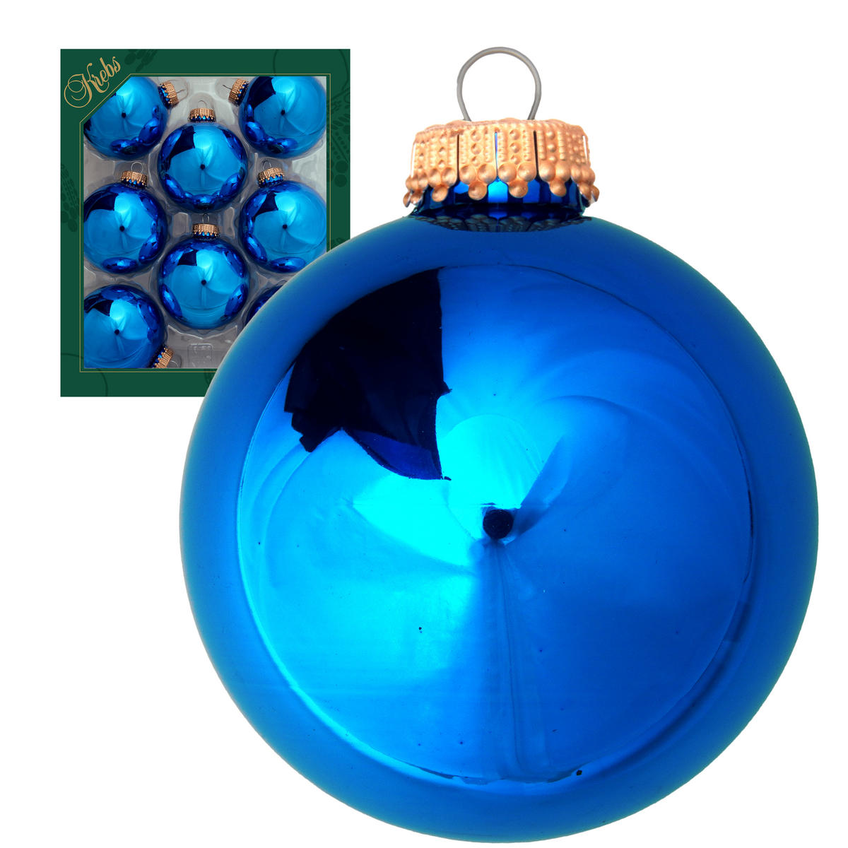 CHRISTBAUMKUGELN Uni-Design Alina Blau 7cm (Glas / 8 Stk.) - Blau, Glas (7/7/7cm) - Krebs Glas Lauscha