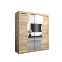 SCHWEBETÜRENSCHRANK 200/180/62 2-türig - Silberfarben/Sonoma Eiche, Holz/Kunststoff (180/200/62cm) - Abiks Möbel