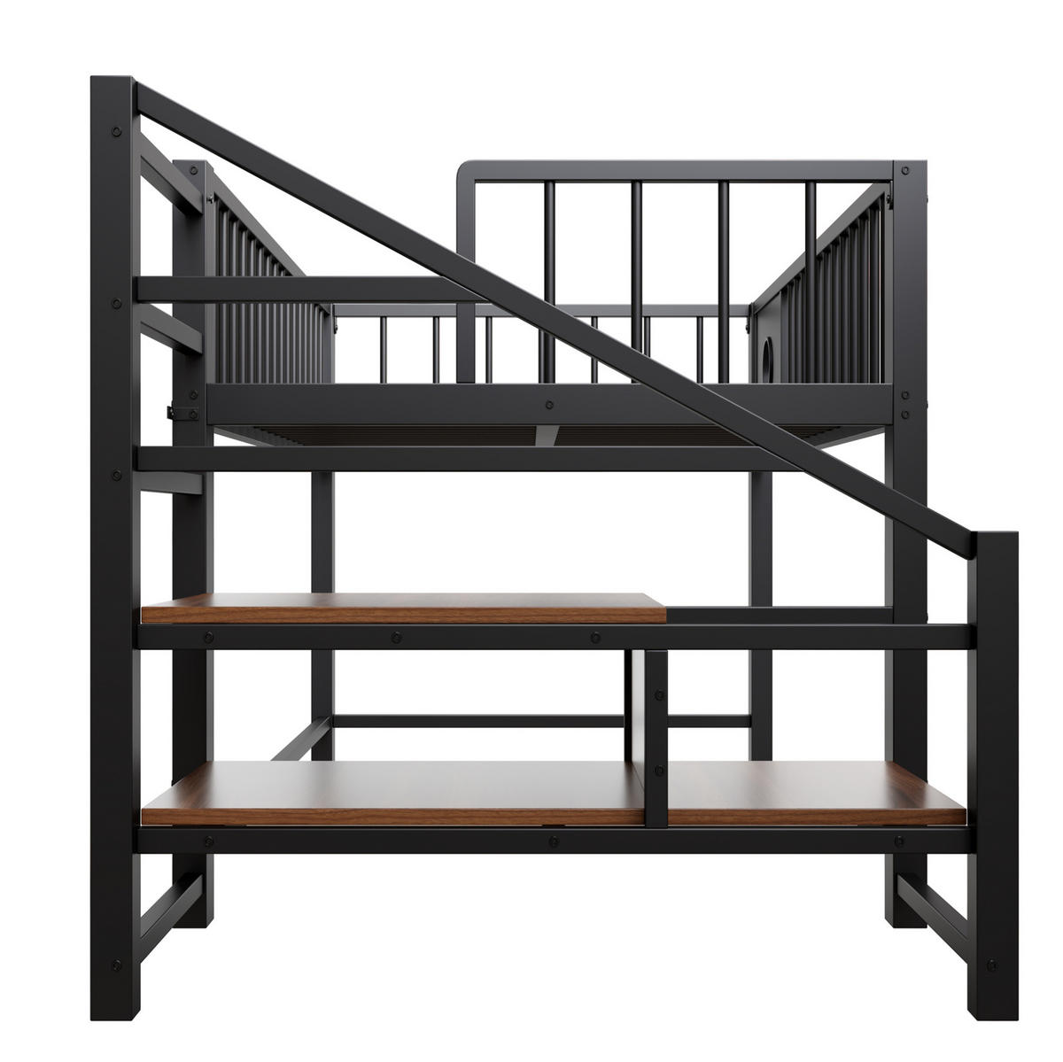 HOCHBETT 90/200 cm aus Metall mit Stauraumleiter, Schwarz - Schwarz, Metall (90/200cm) - OKMYHOME
