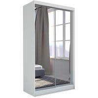 SCHWEBETÜRENSCHRANK Debra 120/216/61 weiß mit Spiegel - Weiß, Holzwerkstoff (120/216/61cm) - Beautysofa