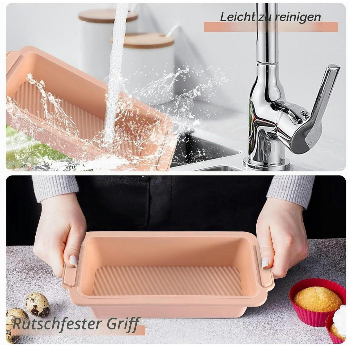 BROTBACKFORM Silikon 28 x 12 x 6.5 cm Rosa - Rosa, Kunststoff (12/6.5/28cm)