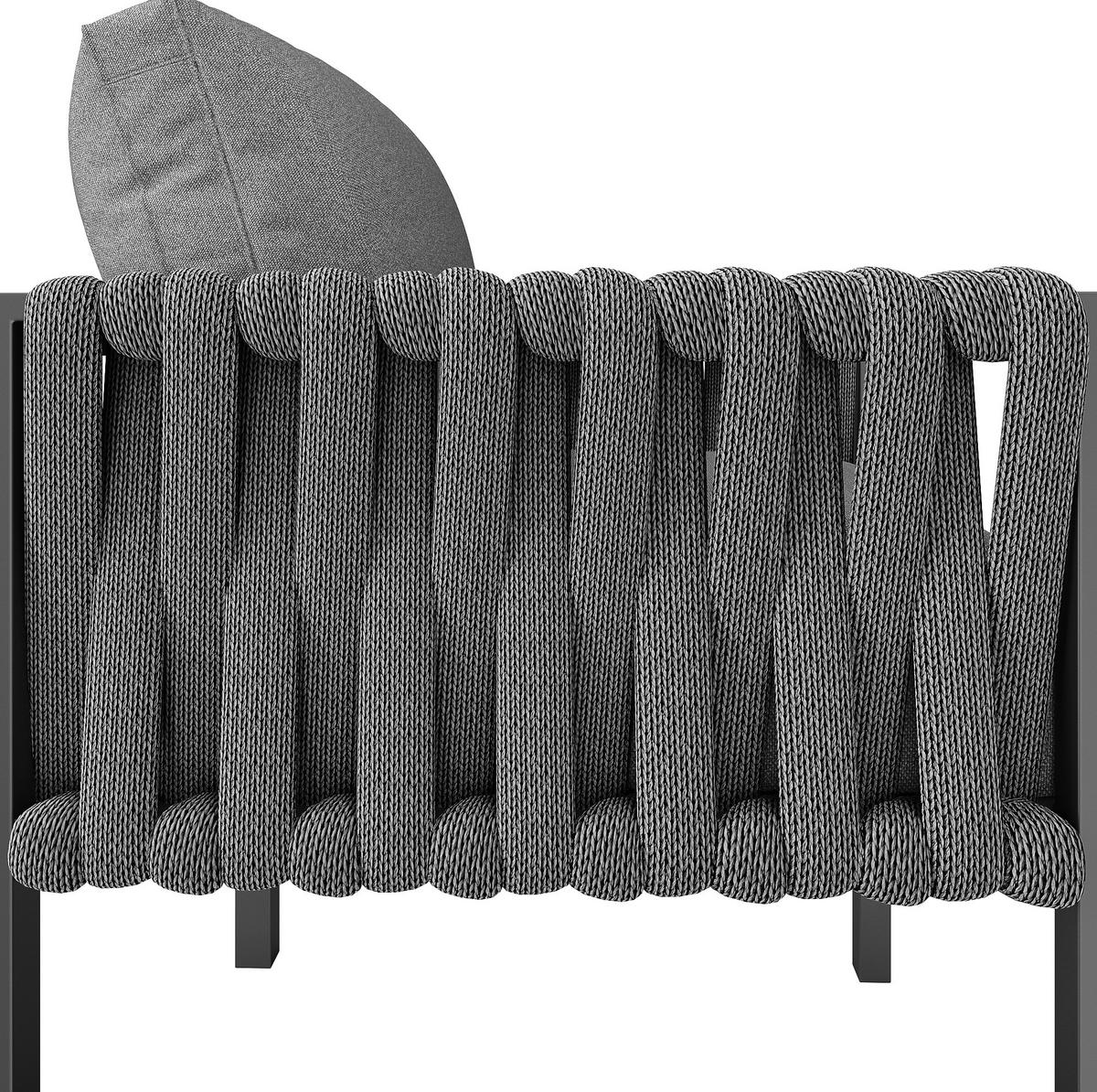 OUTDOOR-SOFASET 238x61x78cm grau aus Metall und mit Kissen - Grau, Metall - Modfu