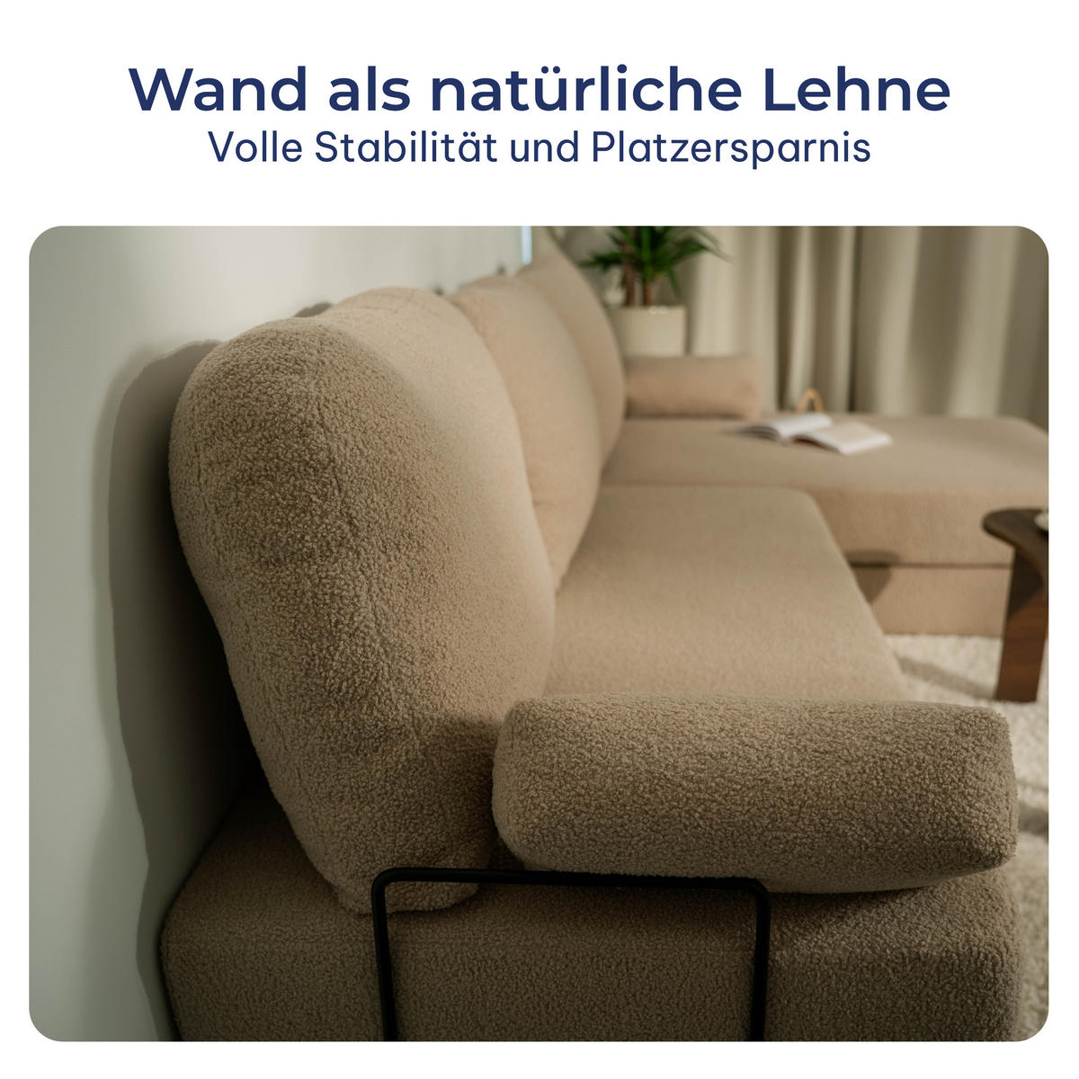 ECKSOFA LEA modulares Boneless Sofa mit Schlaffunktion Orange Boucle-Stoff - Orange, Textil (270/160cm) - MASSENO