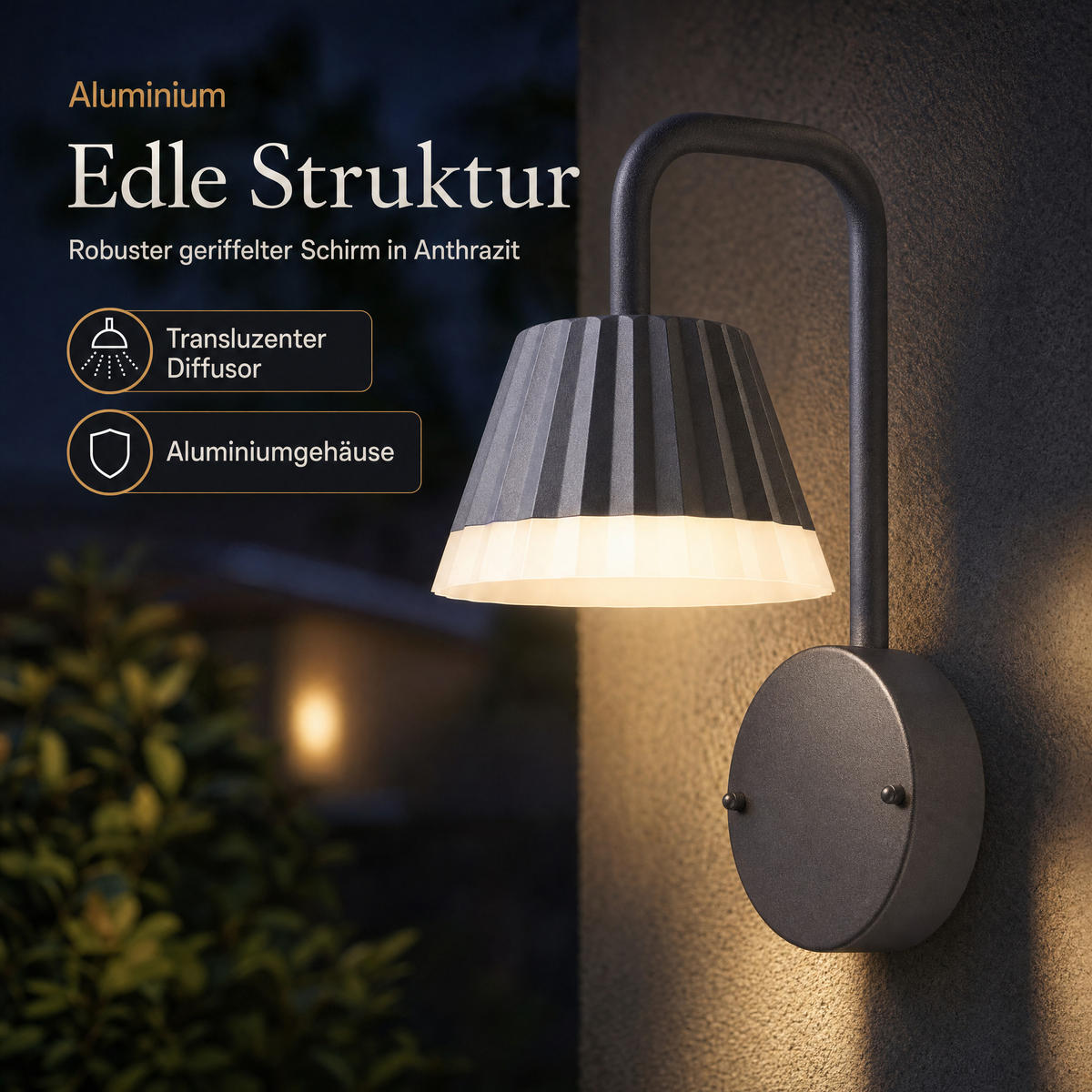 LED-ALUMINIUM-AUSSENWANDLAMPE - stabile Wandleuchte für den Außenbereich mit 4000K Lichtfarbe zur Wandmontage - Weiß, Metall (22/29/15cm) - Northpoint