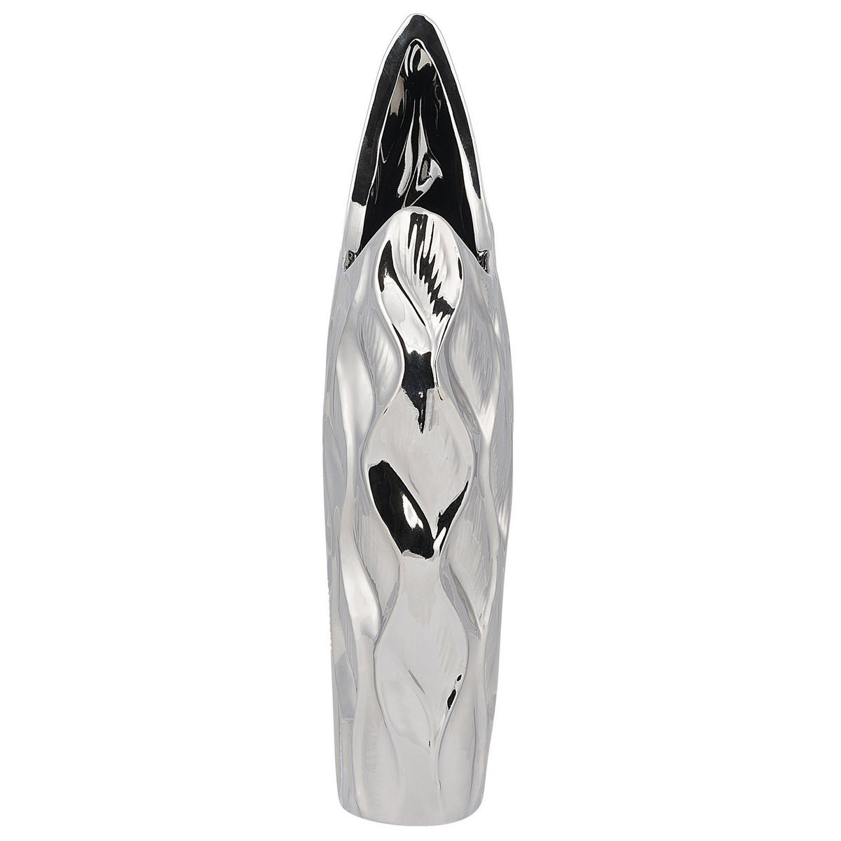 DEKOVASE Steinzeug silber Haluza - Silberfarben, Stein (35cm) - Beliani