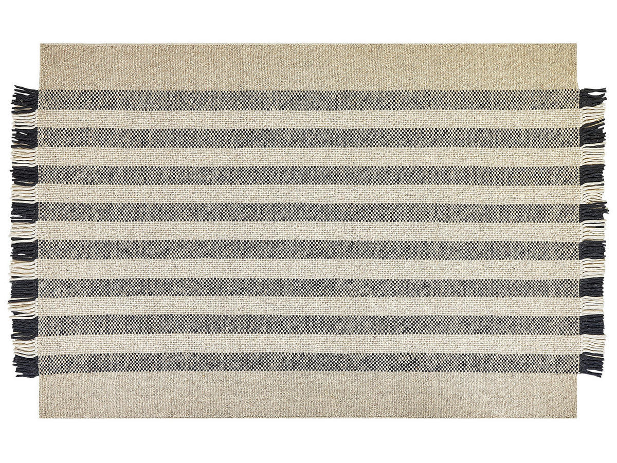 KURZFLOR-TEPPICH Tacettin 230/160 cm - Schwarz, Textil (160/230cm) - Beliani