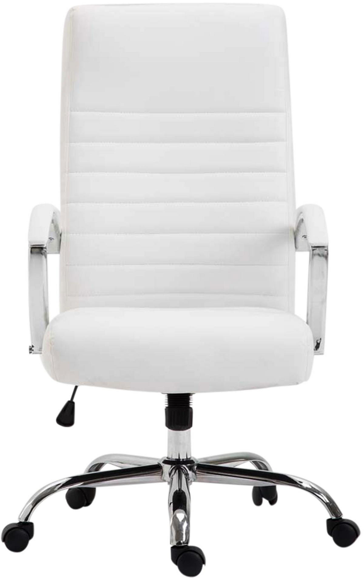 CHEFSESSEL Lederlook Weiß - Chromfarben/Weiß, Textil/Metall (60/110/68cm) - CLP