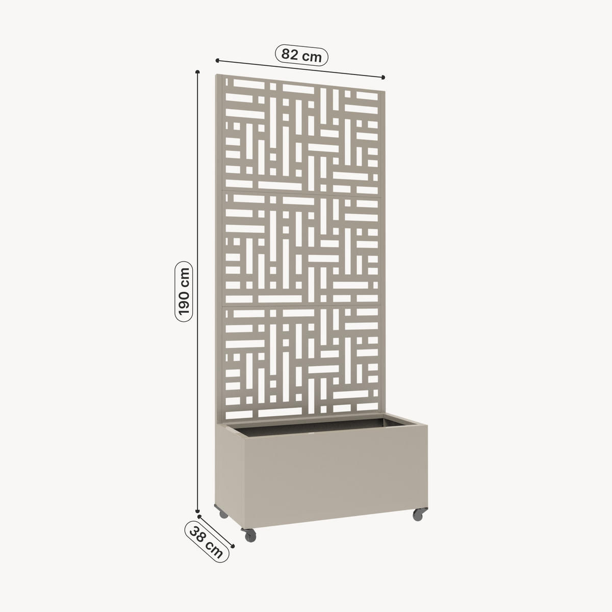 BLUMENKASTEN mit Trennwand Bernalda - Beige, Metall (82/190/38cm) - casa.pro