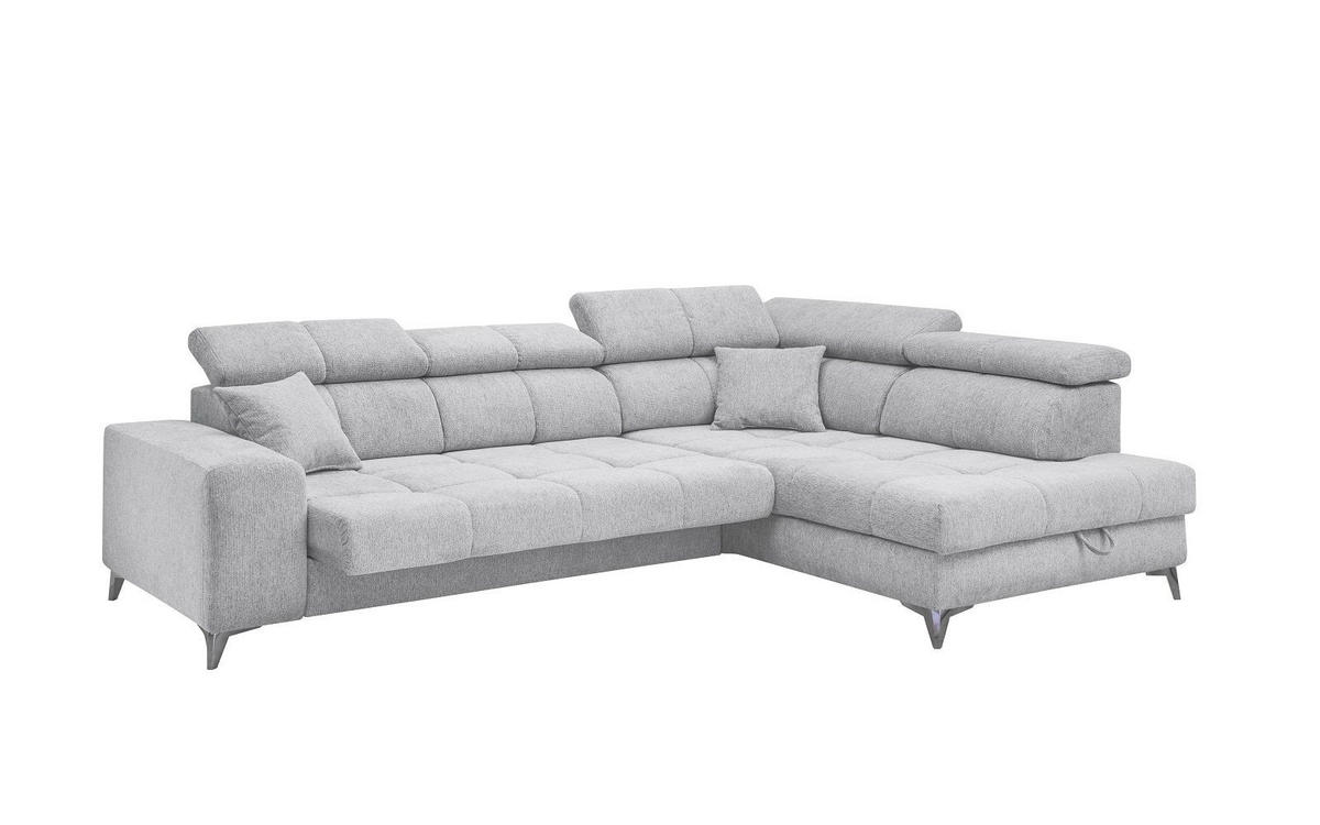 ECKSOFA mit elektrischer Wallaway-Funktion und vielseitigen Anpassungsmöglichkeiten - Hellgrau, Textil (198/282cm) - ed exciting design