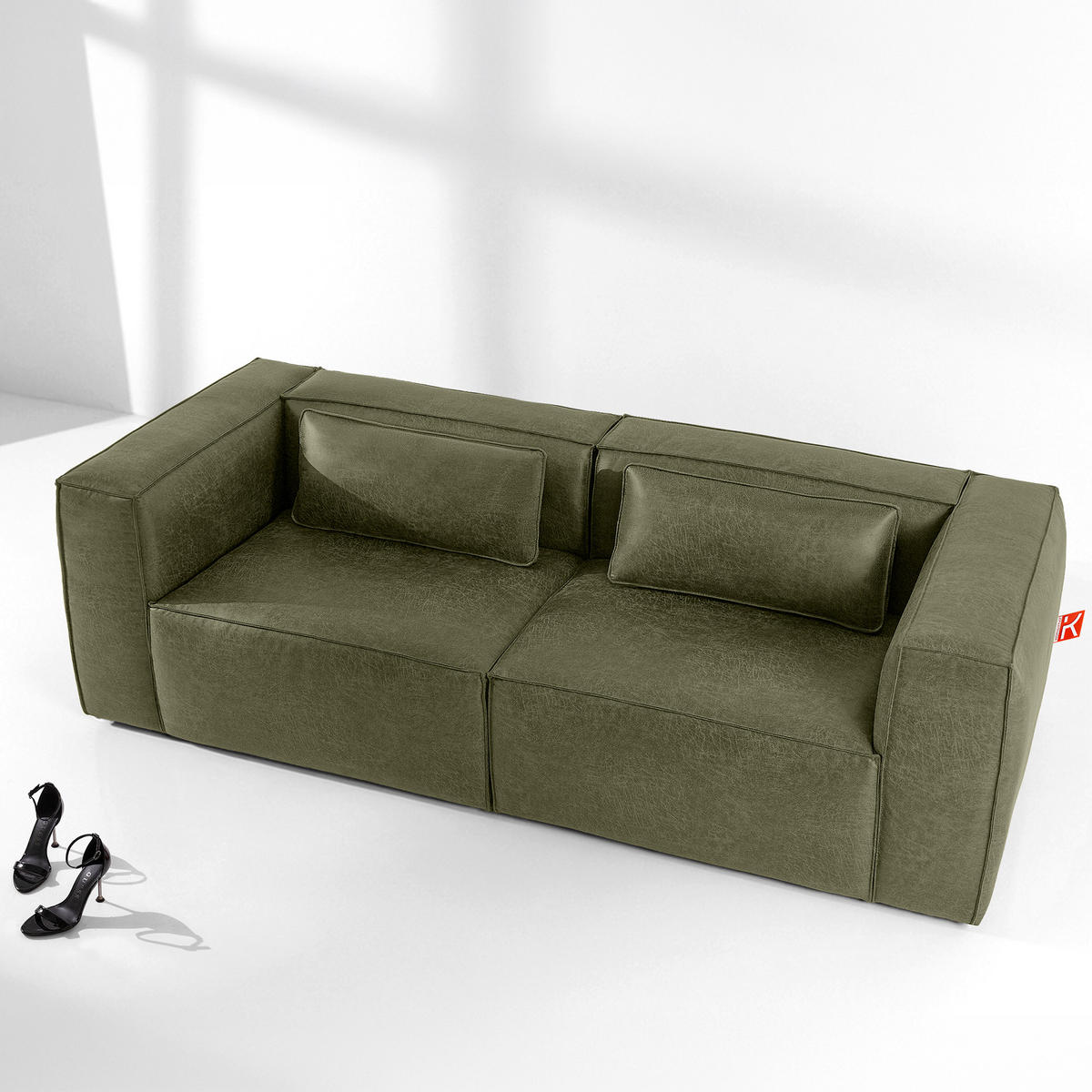 3-SITZER SOFA FEROX, Grün - Grün, Holz/Holzwerkstoff (240/73/96cm) - KONSIMO®