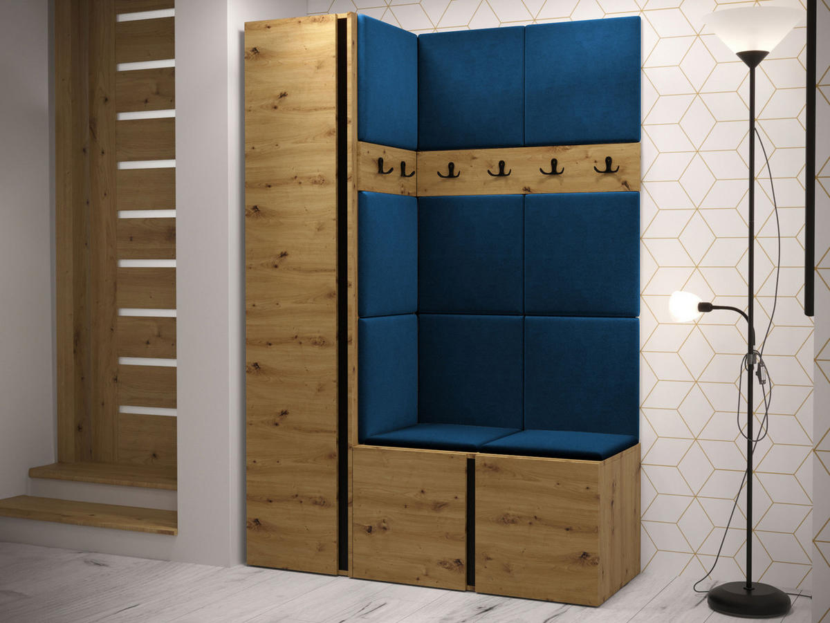 GARDEROBEN-SET Orion IX - Blau/Eiche Artisan, Holzwerkstoff/Kunststoff (124/186/46cm) - MIRJAN24