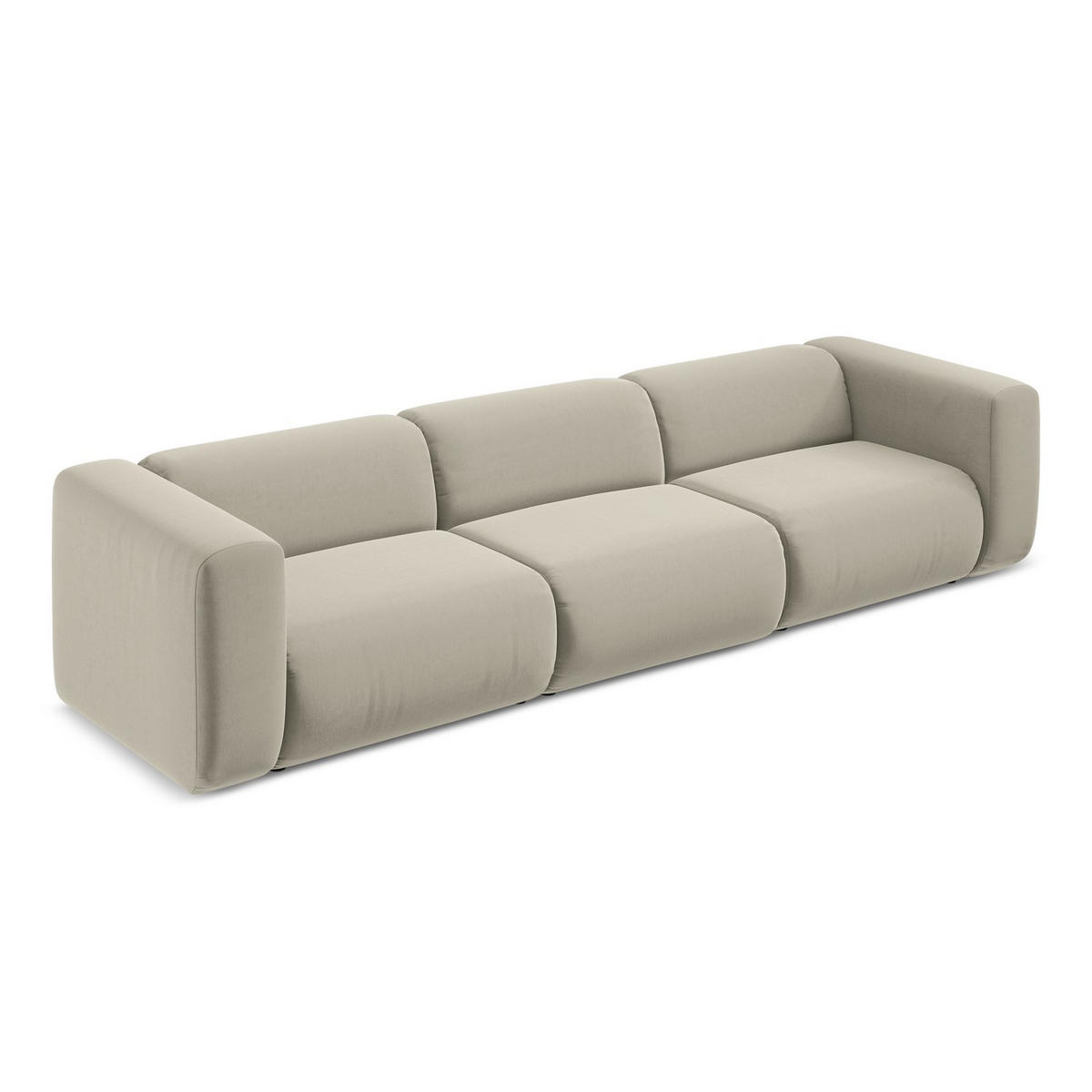 4-SITZER-SOFA Samt Stoff Creme - Perlmutt/Creme, Kunststoff/Textil (319/70/89cm) - LaMiaSofa