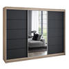 SCHWEBETÜRENSCHRANK 200 cm VILANO 2 Farbe: Sonoma,Schwarz - Schwarz/Braun, Holzwerkstoff (200/215/59.5cm) - A&J MöbelLand