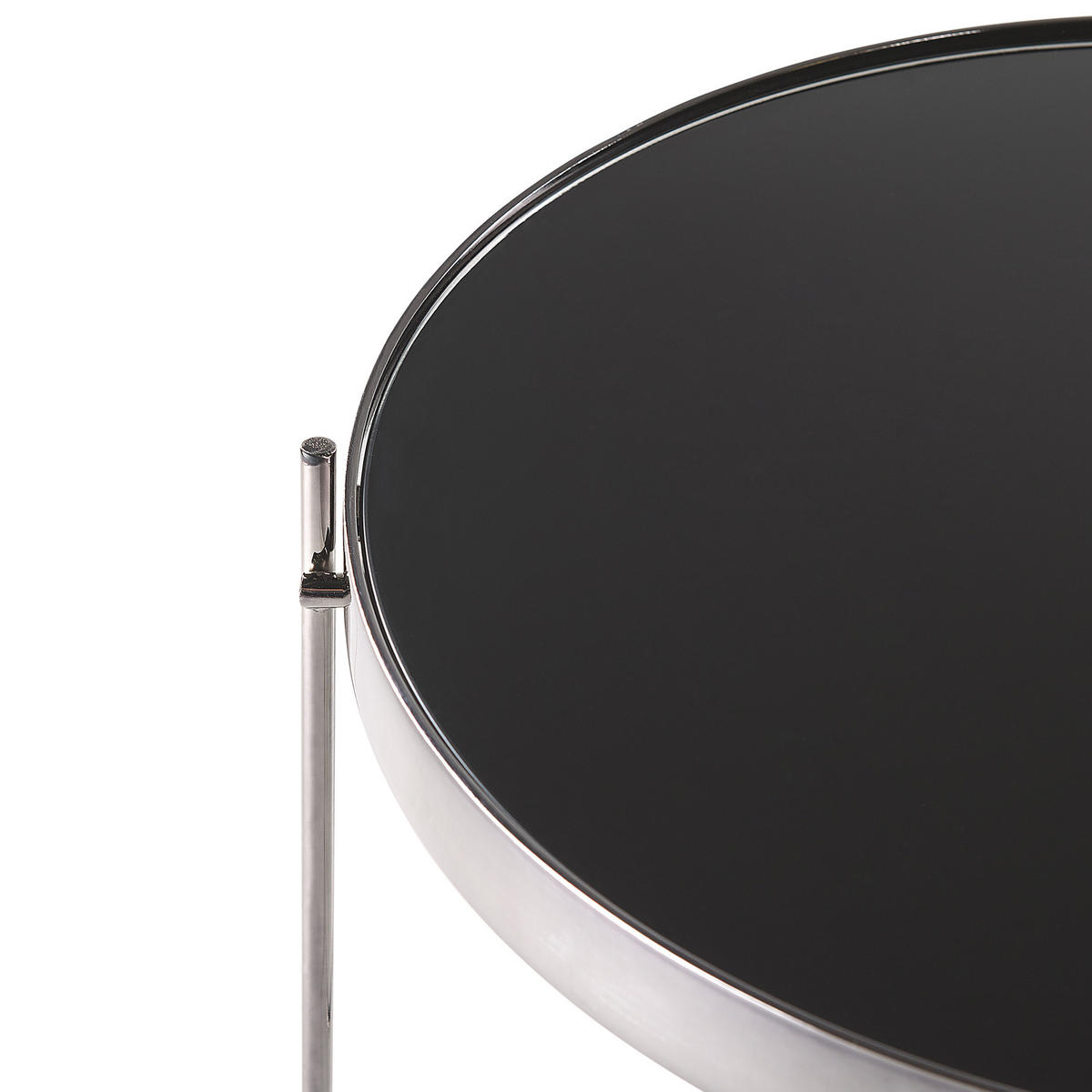 COUCHTISCH Glas Schwarz/Silber 63 cm Lucea - Silberfarben/Schwarz, Metall (63/63/38cm) - Beliani