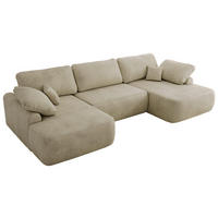 WOHNLANDSCHAFT CUBO U Beige Velvet - Beige/Schwarz, Kunststoff/Textil (370/100/187cm) - MKS