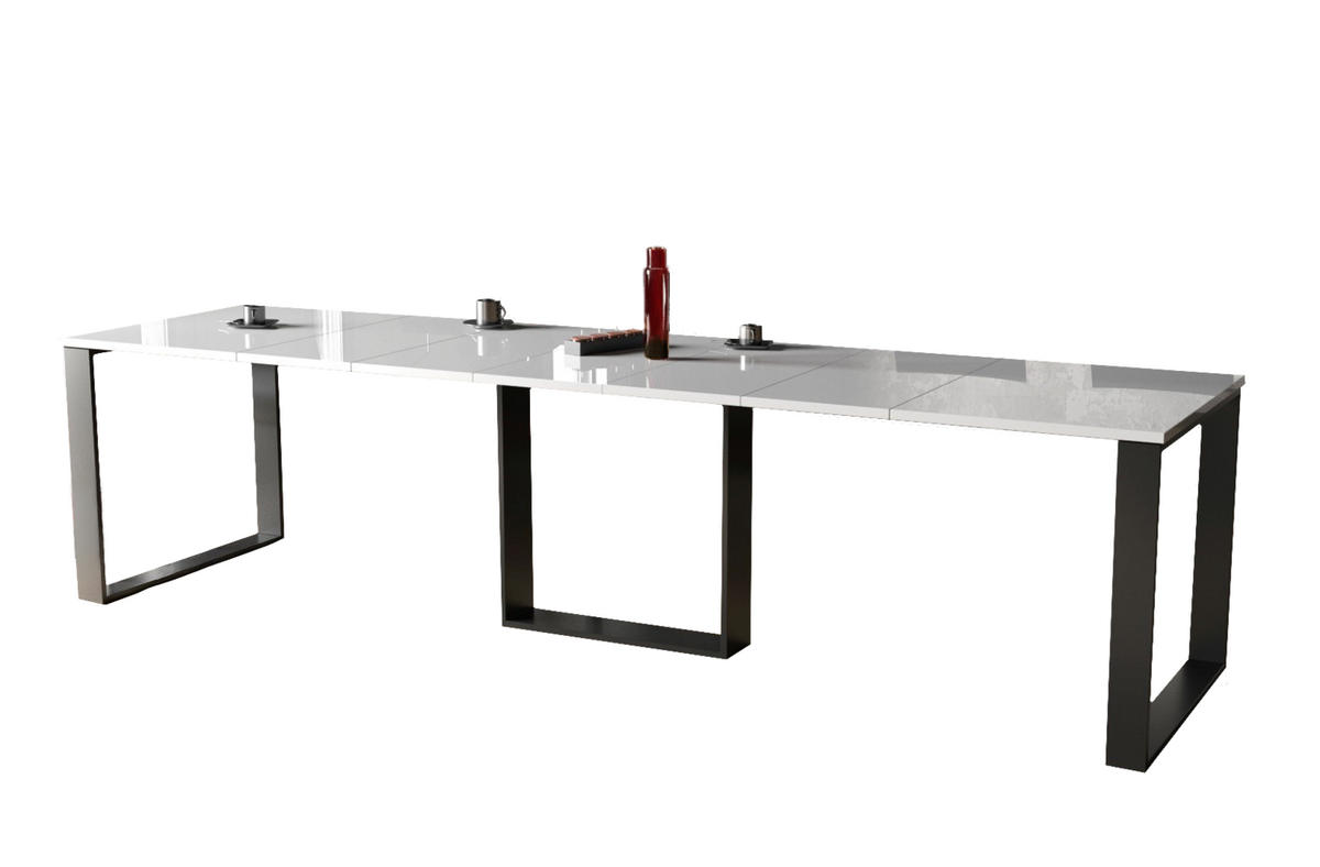ESSTISCH Borys Max ausziehbar bis 330cm - Weiß Hochglanz, Holzwerkstoff (130/85/76cm) - Endo-Moebel