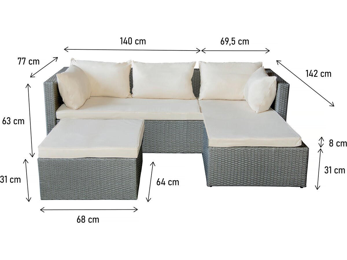 GARTENSITZGRUPPE diya Grau - Ecru, Kunststoff - Habitat Garten