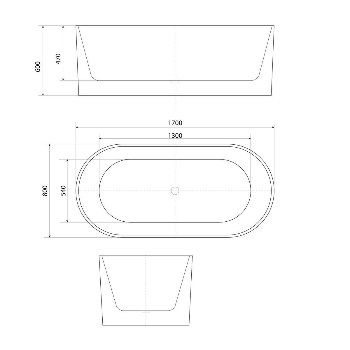 BADEWANNE freistehend F08 170x80cm - Weiß, Glas/Kunststoff (80/58/170cm) - AcquaVapore by Sandra Jentho