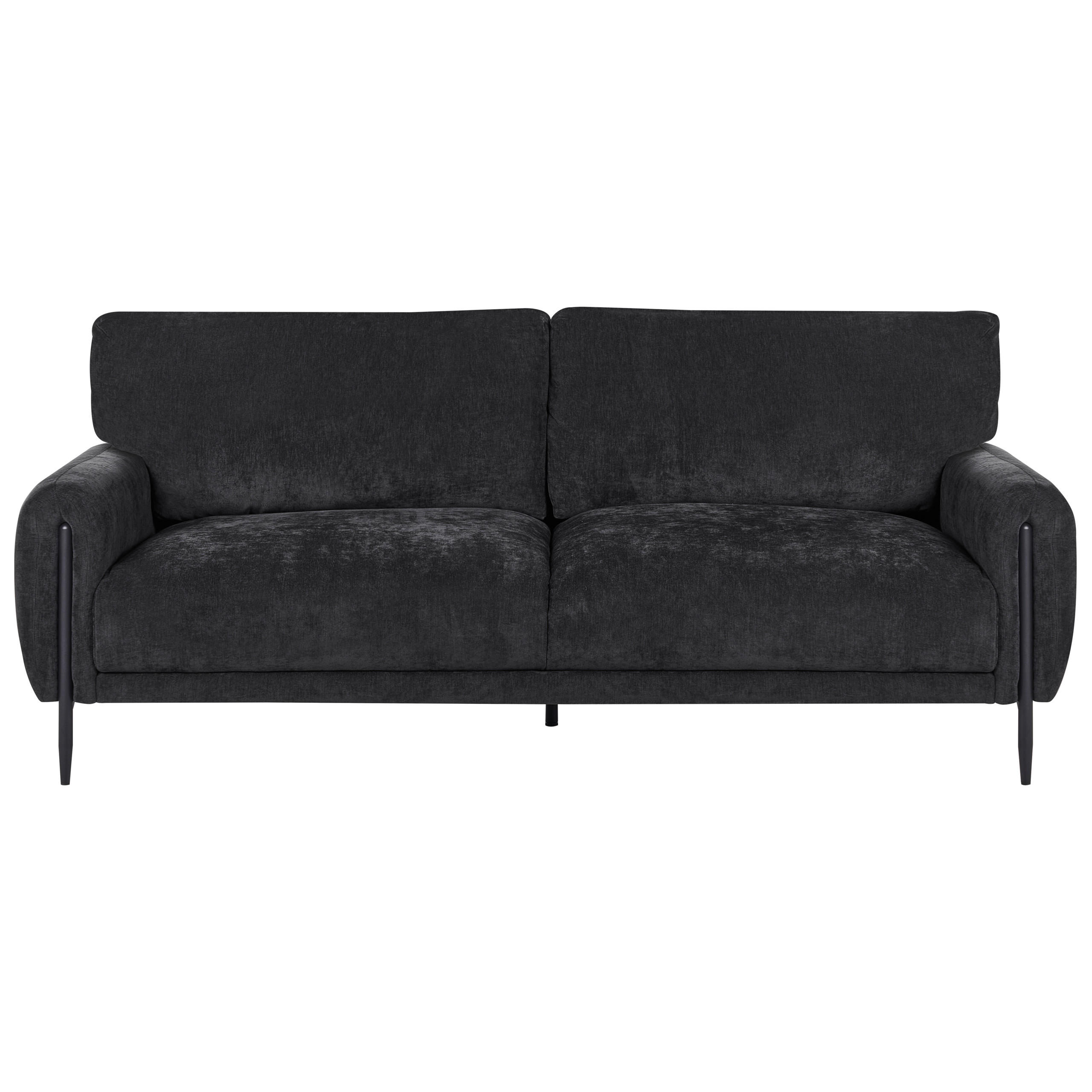 3-SITZER-SOFA Chenillegewebe Schwarz Skaro - Schwarz, Textil (214/87/89cm) - Beliani