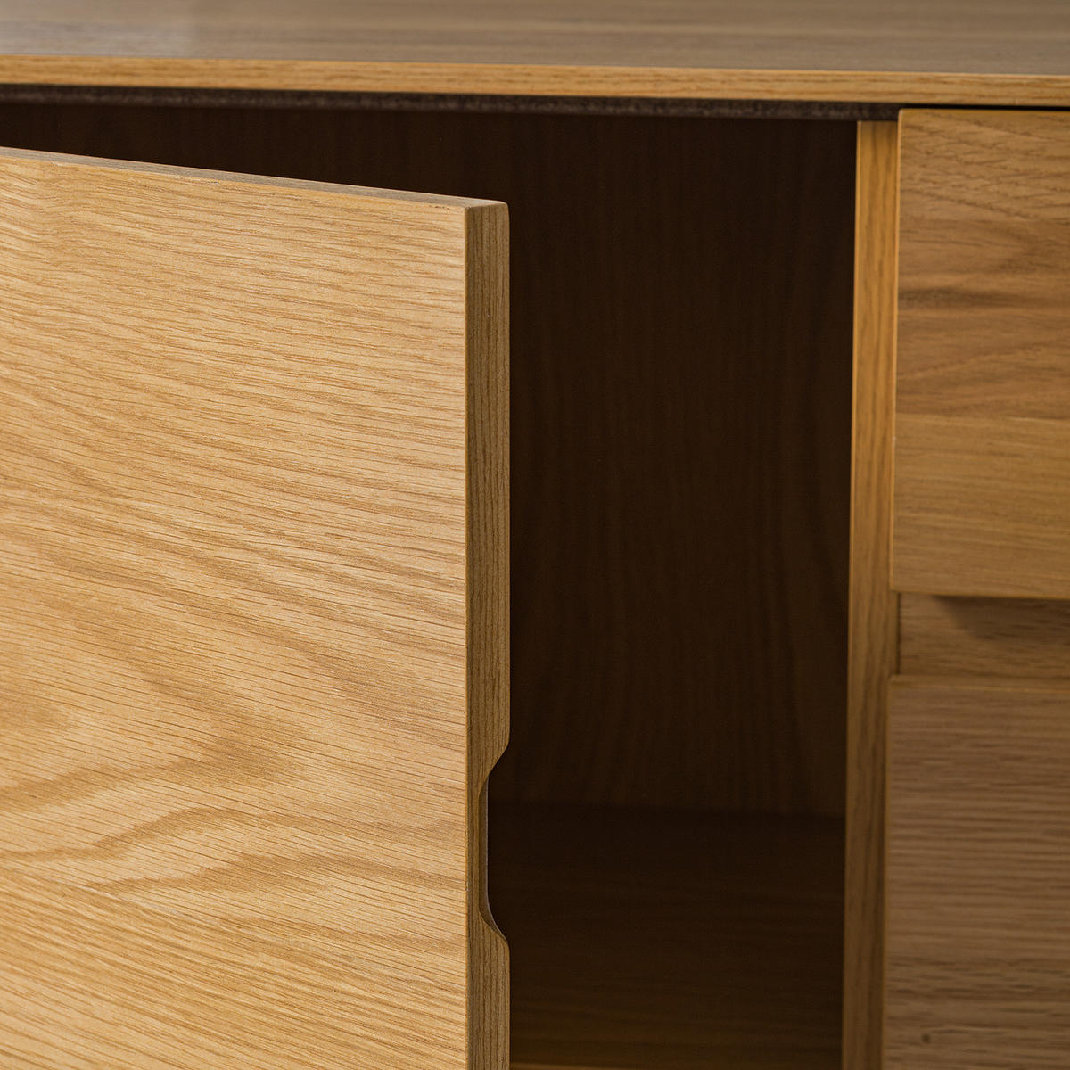 SIDEBOARD mit 2 Türen - Echtholzfurnier / Eisen, Eiche / Schwarz - Eichefarben/Schwarz, Holzwerkstoff (165/86/40cm) - home24