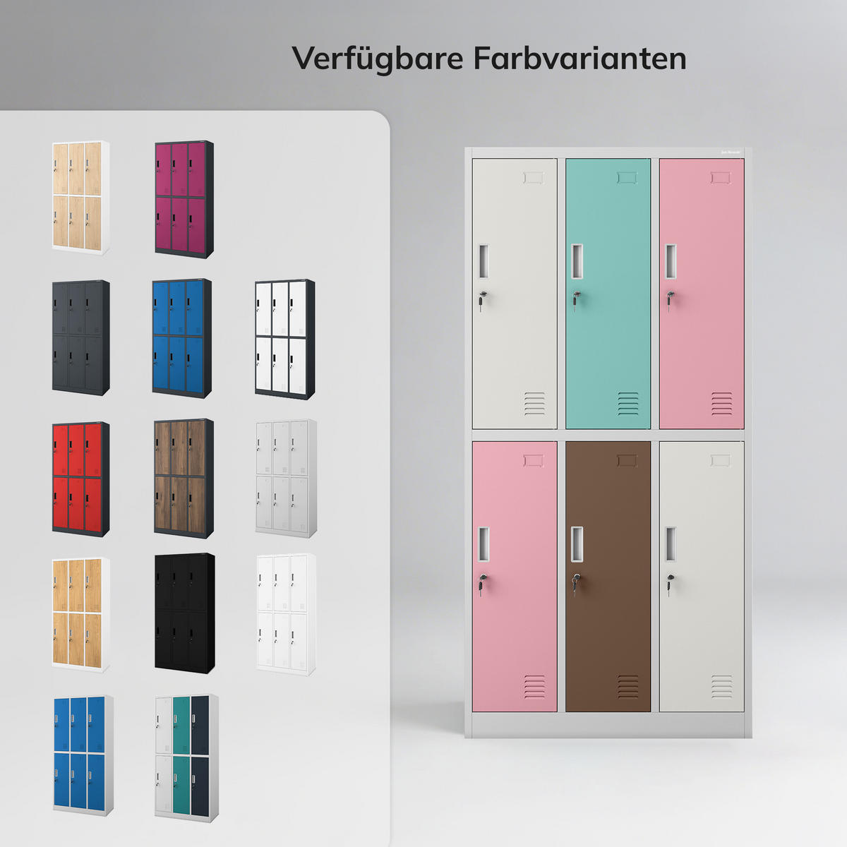 ARBEITSSCHUTZ-KLEIDERSCHRANK IGOR 185x90x45 cm - Pastellblau/Rosa, Metall (90/185/45cm) - Jan Nowak