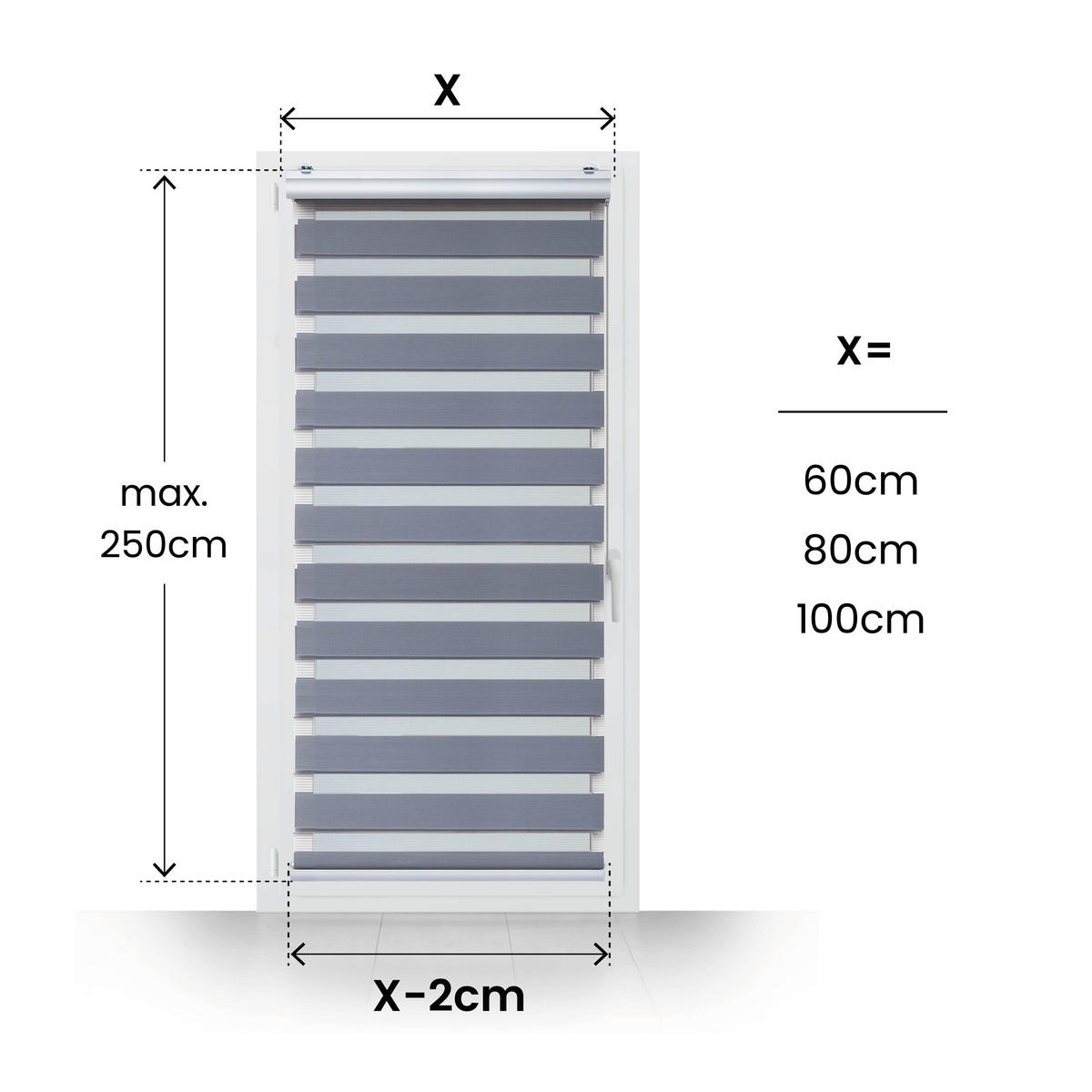 TAG-UND-NACHT-ROLLO Plus Easyfix Texture Grau 80x250 - Grau, Kunststoff (80/250/1cm) - STORESDECO