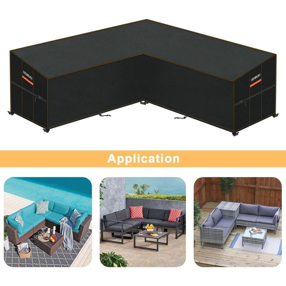 GARTENMÖBEL Abdeckung L-Form Sofa 255x255x100x80/65cm Wasserdicht - Schwarz, Kunststoff (100/100/255cm)