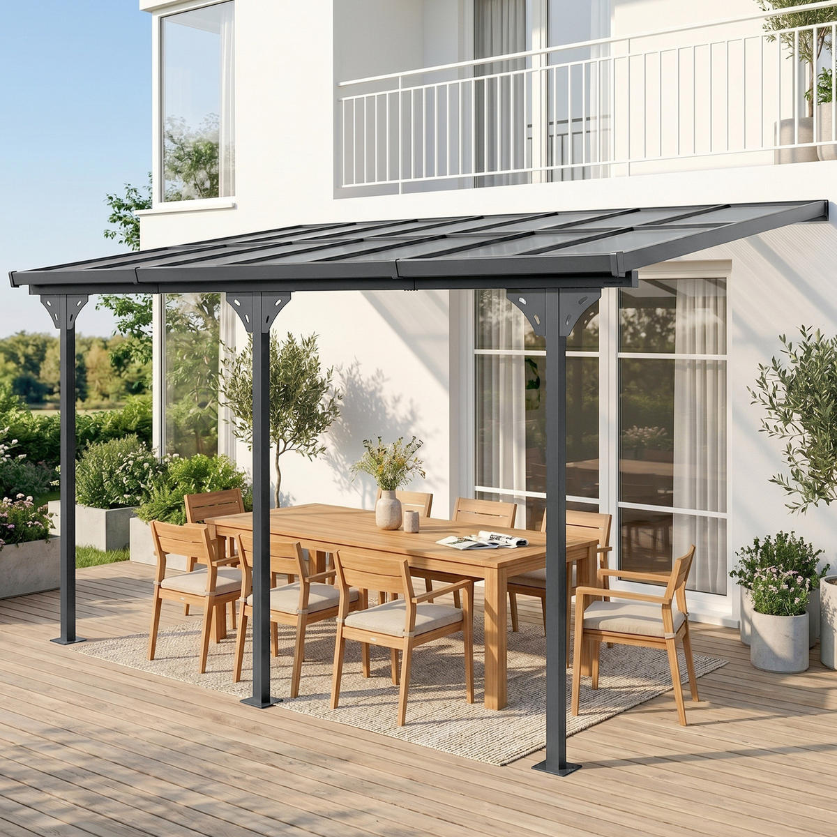 PERGOLA Pavillon Aluminium Grau - Grau, Metall (302/250/435cm) - Outsunny