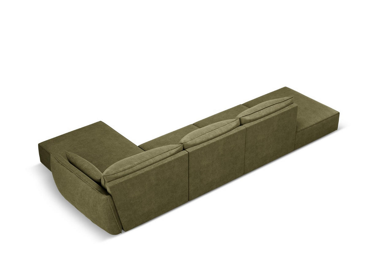 ECKSOFA rechts Kaelle aus Chenille-Stoff grün 5 Sitzplätze - Grün, Textil (171/364cm) - Micadoni
