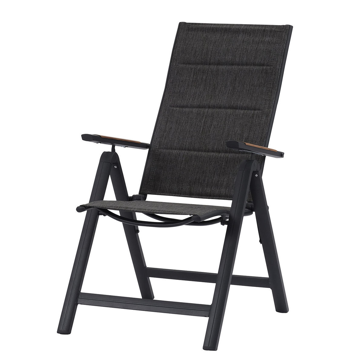 KLAPPSTUHL - Aluminium / Mischgewebe - Anthrazit - 2er-Set - Anthrazit, Textil/Metall (57/108/70cm) - home24