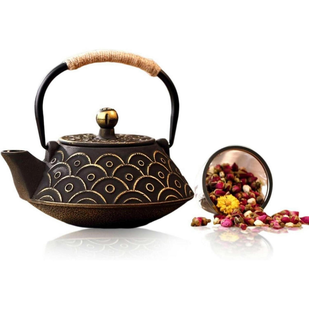 TEEKANNE Gusseisen 800 ml Gold Welle - Multicolor, Metall (13/9.3cm)