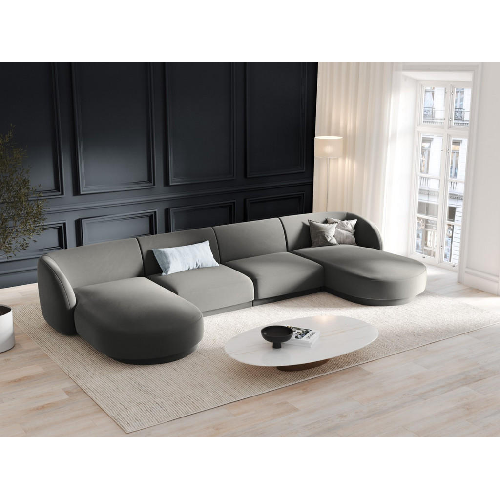 Thumbnail - Micadoni Panoramasofa, Hellgrau, Textil, 5-Sitzer, U-Form, 156x70x330 cm, Hergestellt in Europa, Oeko-Tex®, Wohnzimmer, ...